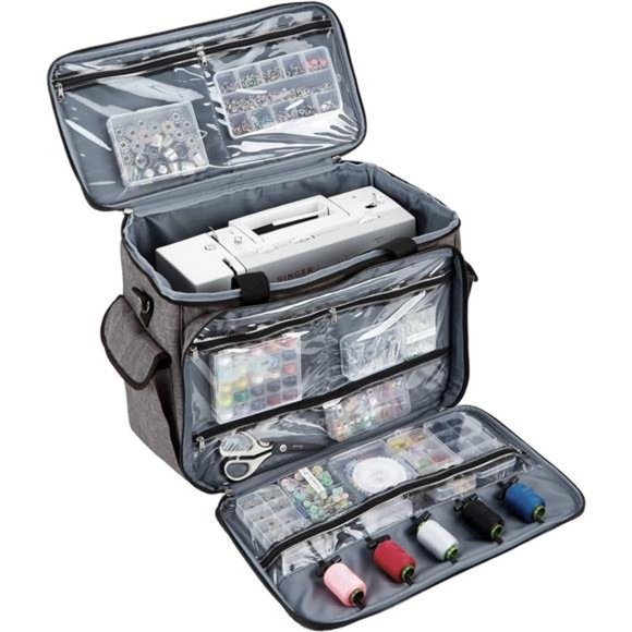 Sewing Machine Carrying Case with Multiple Storage Pockets, Universal Tote Bag